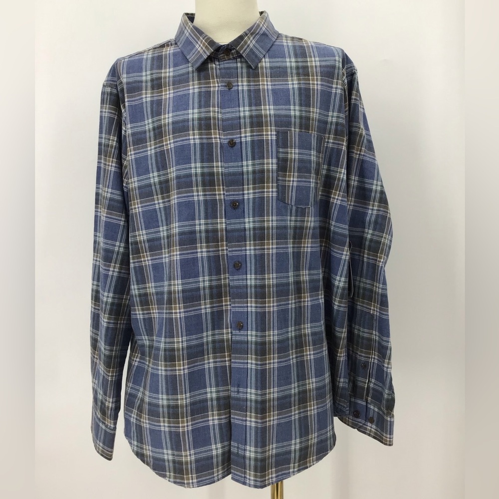 Johnny BIGG Blue Plaid Men's Shirt size 3XL